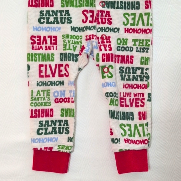 carter's christmas thermal waffle knit snap footless sleeper pajamas 18 months - Picture 2 of 6